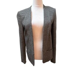 Theory Women's Gray Textured Open Front Collarless Blazer Jacket Size 10